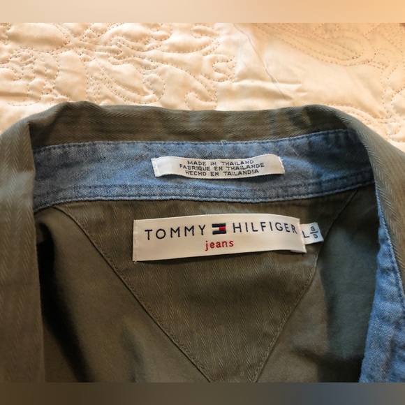 Tommy Hilfiger Vintage Y2K snap front shirt military style chic - Picture 3 of 11